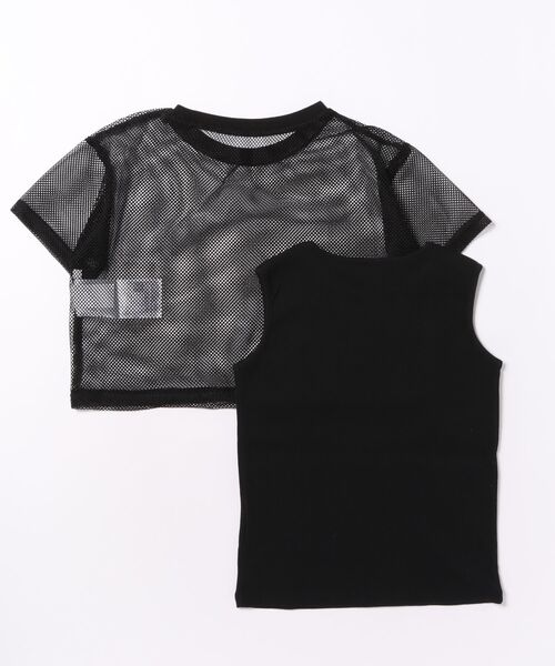 coca(coca)(コカ)の「キッズ メッシュトップス&タンクトップ 2点セット(Tシャツ/カットソー・キッズ・イエロー/ブラック・130/120/150/140)」の6枚目の写真