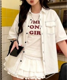 【UNISEX】ダブルフラップステッチ半袖シャツ