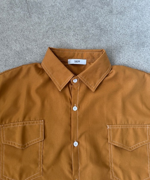SHEPP(シープ)の「【UNISEX】ダブルフラップステッチ半袖シャツ(シャツ/ブラウス・メンズ・ブラック/ホワイト/ブラウン・M/L)」の16枚目の写真