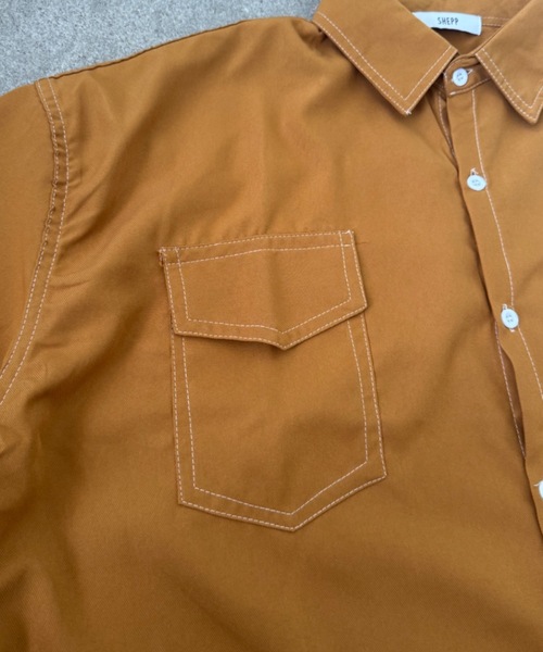 SHEPP(シープ)の「【UNISEX】ダブルフラップステッチ半袖シャツ(シャツ/ブラウス・メンズ・ブラック/ホワイト/ブラウン・M/L)」の15枚目の写真
