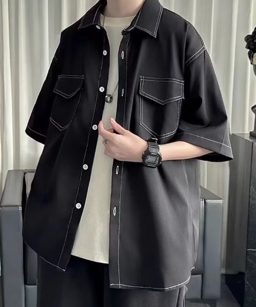 SHEPP(シープ)の「【UNISEX】ダブルフラップステッチ半袖シャツ(シャツ/ブラウス・メンズ・ブラック/ホワイト/ブラウン・M/L)」の18枚目の写真