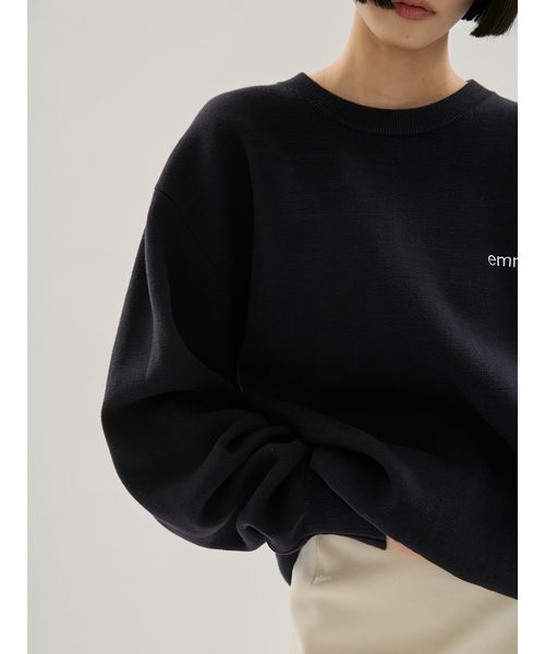 emmi(エミ)の「emmiロゴミラノリブトップス(ニット/セーター・レディース・ホワイト/ネイビー/その他・F)」の14枚目の写真