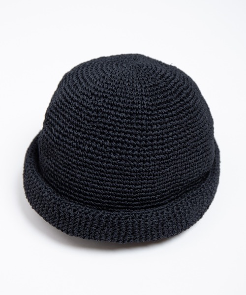 RACAL（ラカル）の「Linen Touch Cotton Hand Knit Roll Cap / 擬麻加工コットンカギ編みハンドメイドロールキャップ（キャップ・メンズ・ナチュラル/ブラック・FREE）」の9枚目の写真