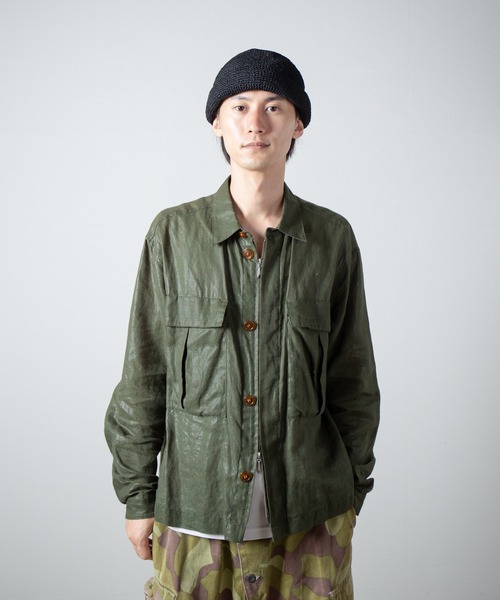 RACAL（ラカル）の「Linen Touch Cotton Hand Knit Roll Cap / 擬麻加工コットンカギ編みハンドメイドロールキャップ（キャップ・メンズ・ナチュラル/ブラック・FREE）」の11枚目の写真