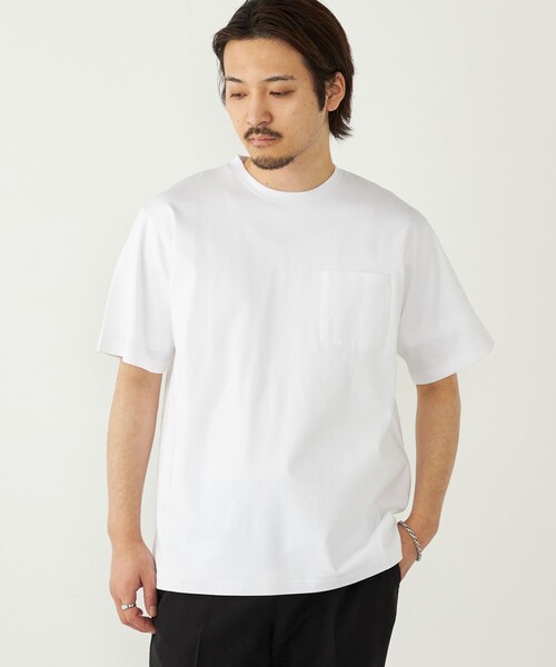SHIPS Colors(シップス カラーズ)の「SHIPS Colors:〈抗菌防臭・接触冷感・UVカット〉シルケット コットン クルーネック T◇(Tシャツ/カットソー・メンズ・ライトホワイト/ベージュ/ネイビー/ブラック/グレー・X-LARGE/LARGE/MEDIUM/SMALL)」の1枚目の写真