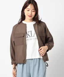 メッシュ ノーカラーブルゾン
