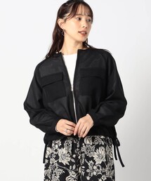 メッシュ ノーカラーブルゾン