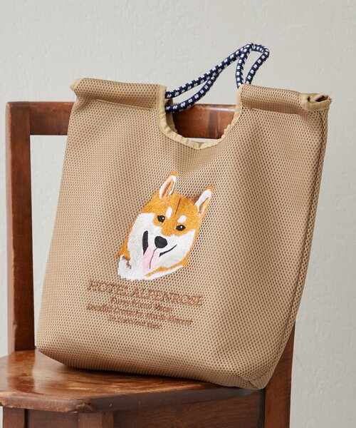 Remind me and forever(リマインドミーアンドフォーエバー)の「【人気シリーズ!】メッシュアニマル刺繍コードトートバッグ(トートバッグ・レディース・カーキ/ブラック/グレー/ブラウン/ベージュ/ネイビー/ブラウン系その他・FREE)」の5枚目の写真