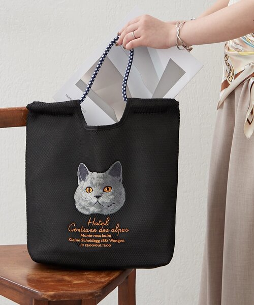 Remind me and forever(リマインドミーアンドフォーエバー)の「【人気シリーズ!】メッシュアニマル刺繍コードトートバッグ(トートバッグ・レディース・カーキ/ブラック/グレー/ブラウン/ベージュ/ネイビー/ブラウン系その他・FREE)」の9枚目の写真