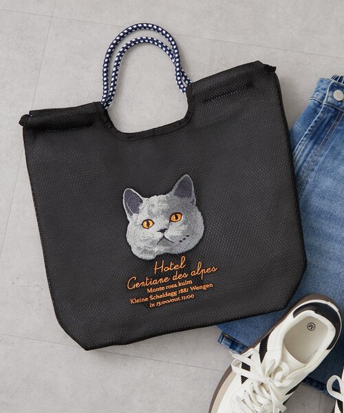 Remind me and forever(リマインドミーアンドフォーエバー)の「【人気シリーズ!】メッシュアニマル刺繍コードトートバッグ(トートバッグ・レディース・カーキ/ブラック/グレー/ブラウン/ベージュ/ネイビー/ブラウン系その他・FREE)」の10枚目の写真