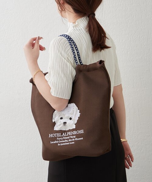 Remind me and forever(リマインドミーアンドフォーエバー)の「【人気シリーズ!】メッシュアニマル刺繍コードトートバッグ(トートバッグ・レディース・カーキ/ブラック/グレー/ブラウン/ベージュ/ネイビー/ブラウン系その他・FREE)」の12枚目の写真