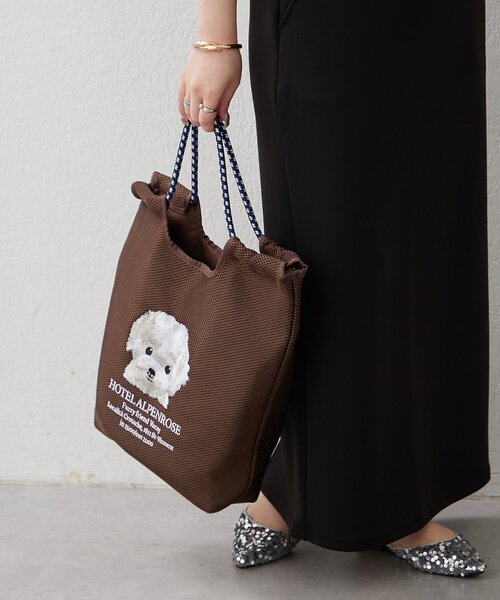 Remind me and forever(リマインドミーアンドフォーエバー)の「【人気シリーズ!】メッシュアニマル刺繍コードトートバッグ(トートバッグ・レディース・カーキ/ブラック/グレー/ブラウン/ベージュ/ネイビー/ブラウン系その他・FREE)」の13枚目の写真