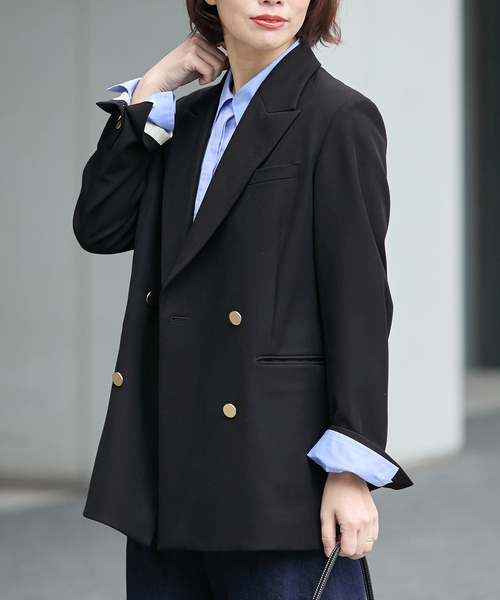 journal standard L'essage(ジャーナルスタンダードレサージュ)の「《追加6/セットアップ可》ヴィスポリギャバブレザージャケット(その他アウター・レディース・グレー/ネイビー・38/36)」の2枚目の写真