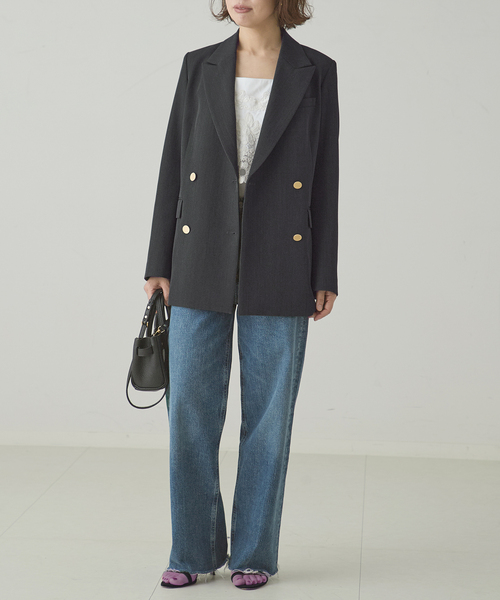 journal standard L'essage(ジャーナルスタンダードレサージュ)の「《追加6/セットアップ可》ヴィスポリギャバブレザージャケット(その他アウター・レディース・グレー/ネイビー・38/36)」の9枚目の写真