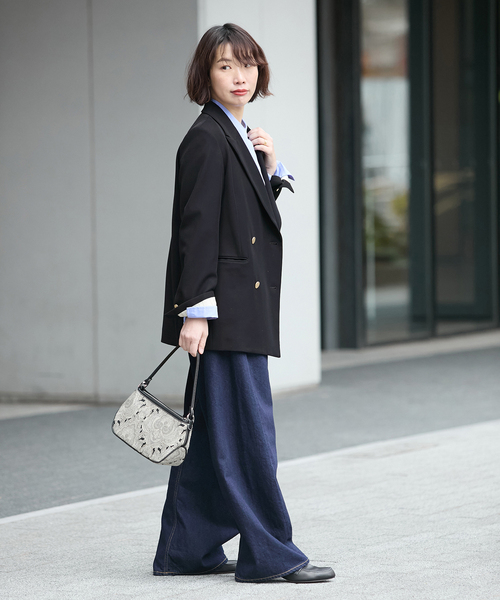 journal standard L'essage(ジャーナルスタンダードレサージュ)の「《追加6/セットアップ可》ヴィスポリギャバブレザージャケット(その他アウター・レディース・グレー/ネイビー・38/36)」の4枚目の写真