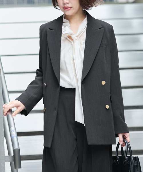 journal standard L'essage(ジャーナルスタンダードレサージュ)の「《追加6/セットアップ可》ヴィスポリギャバブレザージャケット(その他アウター・レディース・グレー/ネイビー・38/36)」の21枚目の写真