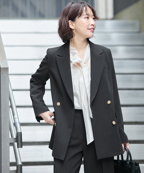 journal standard L'essage(ジャーナルスタンダードレサージュ)の「《追加6/セットアップ可》ヴィスポリギャバブレザージャケット(その他アウター・レディース・グレー/ネイビー・38/36)」の20枚目の写真