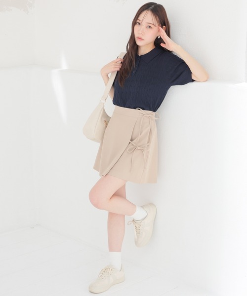 Honeys（ハニーズ）の「衿付ニット（ニット/セーター・レディース・アイボリー/グレー/レッド/ネイビー・L/M/S）」の8枚目の写真