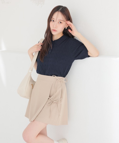 Honeys（ハニーズ）の「衿付ニット（ニット/セーター・レディース・アイボリー/グレー/レッド/ネイビー・L/M/S）」の10枚目の写真