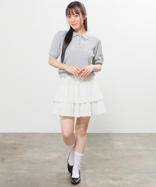 Honeys（ハニーズ）の「衿付ニット（ニット/セーター・レディース・アイボリー/グレー/レッド/ネイビー・L/M/S）」の16枚目の写真