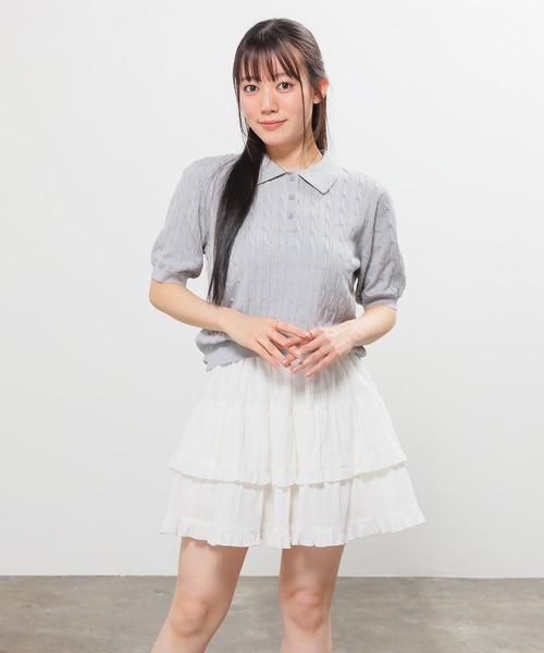 Honeys（ハニーズ）の「衿付ニット（ニット/セーター・レディース・アイボリー/グレー/レッド/ネイビー・L/M/S）」の17枚目の写真