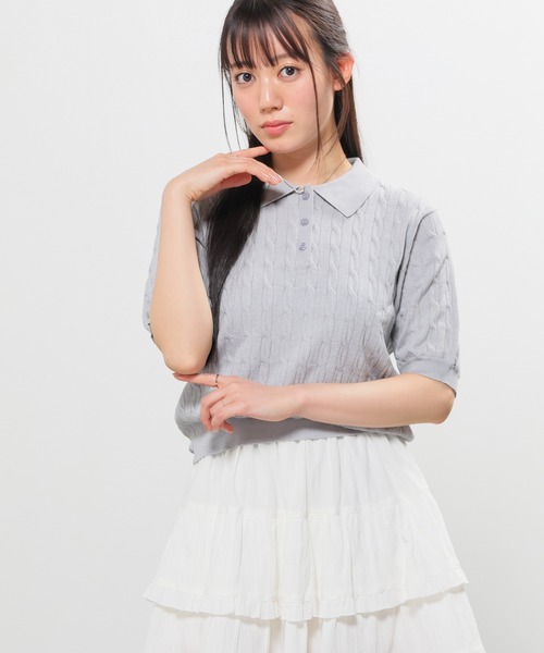 Honeys（ハニーズ）の「衿付ニット（ニット/セーター・レディース・アイボリー/グレー/レッド/ネイビー・L/M/S）」の18枚目の写真
