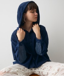 over denim anorak hoodie / オーバーデニムアノラックフーディー