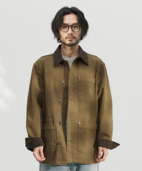 WMC（ダブリューエムシー）の「コントラストデニムチョアジャケット_KHAKI（デニムジャケット・メンズ・カーキ・L/M）」の3枚目の写真