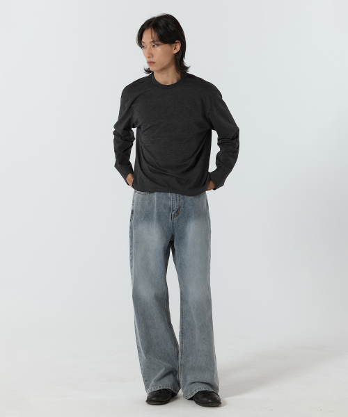 JUAN HOMME（ジュアンオム）の「リファインドワイドデニムパンツ（ビンテージダストブルー）（デニムパンツ・メンズ・その他・SMALL/MEDIUM/LARGE）」の2枚目の写真