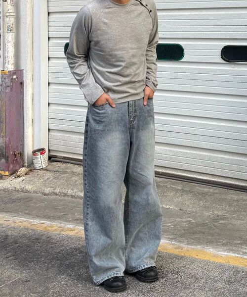 JUAN HOMME（ジュアンオム）の「リファインドワイドデニムパンツ（ビンテージダストブルー）（デニムパンツ・メンズ・その他・SMALL/MEDIUM/LARGE）」の14枚目の写真
