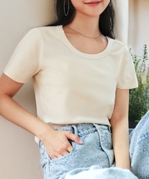 [ M L XL 汗じみ防止＆UVカット ] 深Uネック半袖Tシャツ