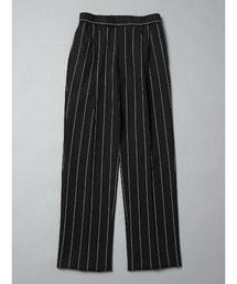 SUIT SQUARE | GOOVI/タックストレートパンツ/シェットランドウールブレンド/ワイドストライプ(スーツパンツ)
