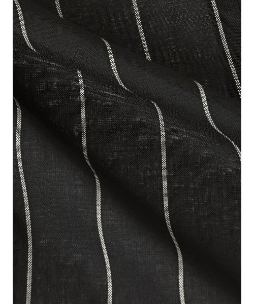 SUIT SQUARE（スーツスクエア）の「GOOVI／タックストレートパンツ／シェットランドウールブレンド／ワイドストライプ（スーツパンツ・メンズ・ブラック・1/2/3）」の5枚目の写真