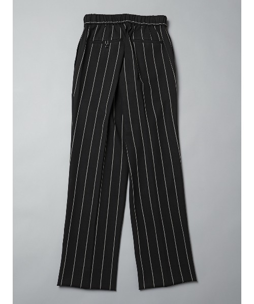SUIT SQUARE（スーツスクエア）の「GOOVI／タックストレートパンツ／シェットランドウールブレンド／ワイドストライプ（スーツパンツ・メンズ・ブラック・1/2/3）」の7枚目の写真