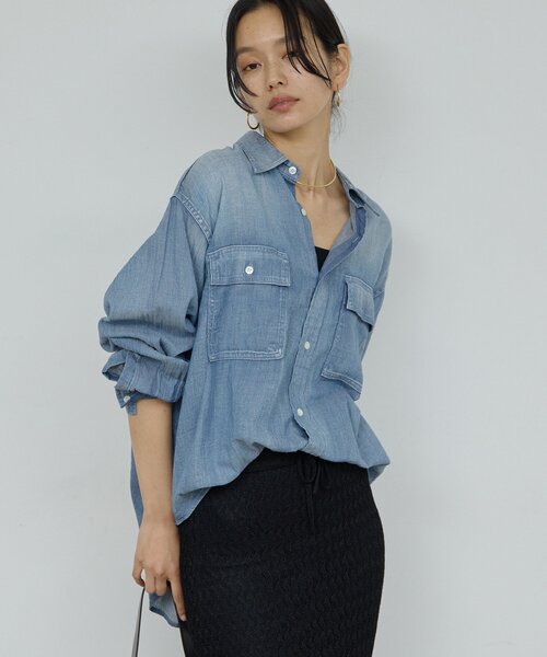 GALLARDAGALANTE（ガリャルダガランテ）の「【驚くほど軽い！】シアーデニムシャツ（シャツ/ブラウス・レディース・ブルー/ベージュ・FREE）」の20枚目の写真