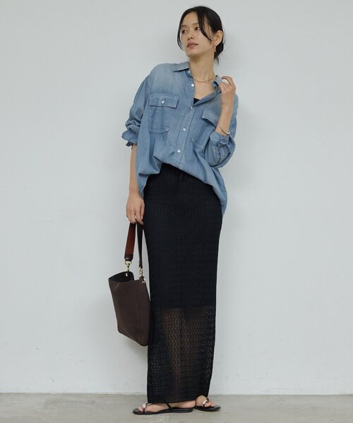 GALLARDAGALANTE（ガリャルダガランテ）の「【驚くほど軽い！】シアーデニムシャツ（シャツ/ブラウス・レディース・ブルー/ベージュ・FREE）」の11枚目の写真