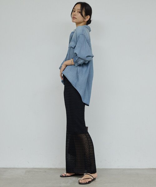 GALLARDAGALANTE（ガリャルダガランテ）の「【驚くほど軽い！】シアーデニムシャツ（シャツ/ブラウス・レディース・ブルー/ベージュ・FREE）」の13枚目の写真