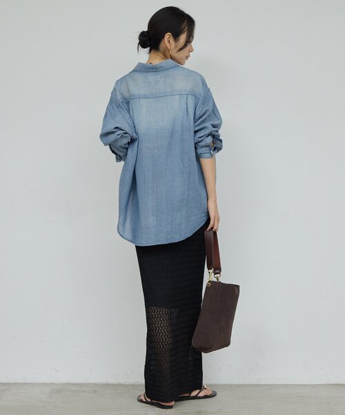 GALLARDAGALANTE（ガリャルダガランテ）の「【驚くほど軽い！】シアーデニムシャツ（シャツ/ブラウス・レディース・ブルー/ベージュ・FREE）」の15枚目の写真