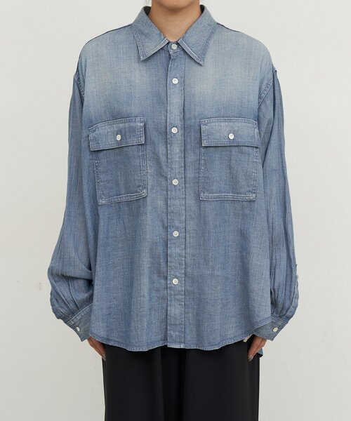 GALLARDAGALANTE（ガリャルダガランテ）の「【驚くほど軽い！】シアーデニムシャツ（シャツ/ブラウス・レディース・ブルー/ベージュ・FREE）」の5枚目の写真