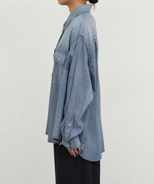 GALLARDAGALANTE（ガリャルダガランテ）の「【驚くほど軽い！】シアーデニムシャツ（シャツ/ブラウス・レディース・ブルー/ベージュ・FREE）」の6枚目の写真