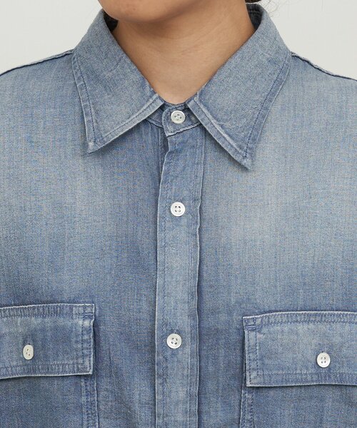 GALLARDAGALANTE（ガリャルダガランテ）の「【驚くほど軽い！】シアーデニムシャツ（シャツ/ブラウス・レディース・ブルー/ベージュ・FREE）」の8枚目の写真