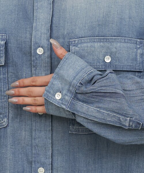 GALLARDAGALANTE（ガリャルダガランテ）の「【驚くほど軽い！】シアーデニムシャツ（シャツ/ブラウス・レディース・ブルー/ベージュ・FREE）」の9枚目の写真