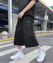 Vini | 韓国ストリートユニセックスワイドシルエット カーゴハーフパンツ(カーゴパンツ)