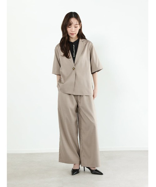 fifth（フィフス）の「【2点セット】シングルジャケット×パンツセットアップ（セットアップ・レディース・ライトベージュ/ブラック/ストライプ/ブルー・XS/M）」の2枚目の写真