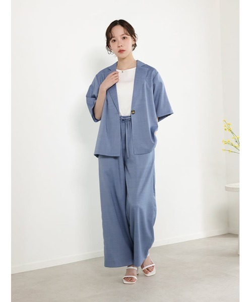 fifth（フィフス）の「【2点セット】シングルジャケット×パンツセットアップ（セットアップ・レディース・ライトベージュ/ブラック/ストライプ/ブルー・XS/M）」の3枚目の写真