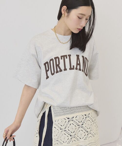 AMERICAN HOLIC(アメリカンホリック)の「PORTLAND裾ラウンドTシャツ(Tシャツ/カットソー・レディース・オフホワイト/チャコールグレー/ネイビー/ホワイト系その他/グレー系その他・FREE)」の7枚目の写真