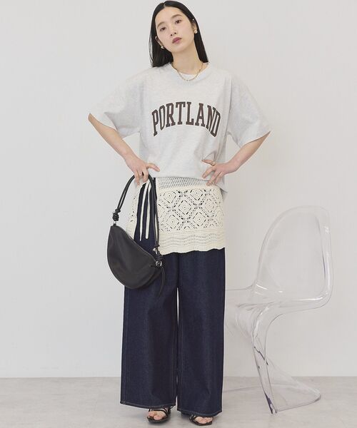 AMERICAN HOLIC(アメリカンホリック)の「PORTLAND裾ラウンドTシャツ(Tシャツ/カットソー・レディース・オフホワイト/チャコールグレー/ネイビー/ホワイト系その他/グレー系その他・FREE)」の10枚目の写真