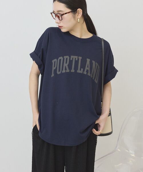 AMERICAN HOLIC(アメリカンホリック)の「PORTLAND裾ラウンドTシャツ(Tシャツ/カットソー・レディース・オフホワイト/チャコールグレー/ネイビー/ホワイト系その他/グレー系その他・FREE)」の20枚目の写真