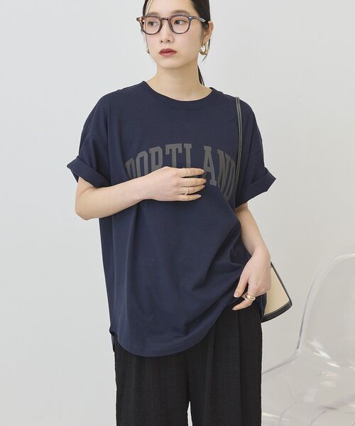 AMERICAN HOLIC(アメリカンホリック)の「PORTLAND裾ラウンドTシャツ(Tシャツ/カットソー・レディース・オフホワイト/チャコールグレー/ネイビー/ホワイト系その他/グレー系その他・FREE)」の21枚目の写真