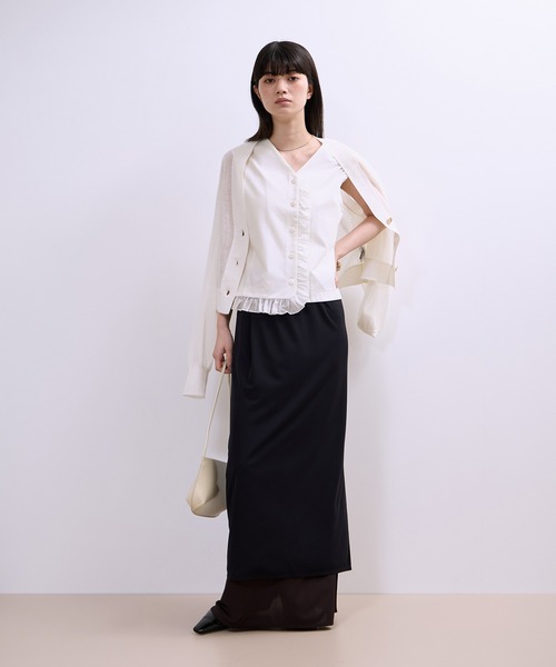WEB限定】・【定番】ラッフルコンビスリーブレストップス（Tシャツ